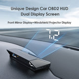 Car OBD2 HUD Stand Plus Windshield Projector Dual Dislay Screen Fuel Consumption