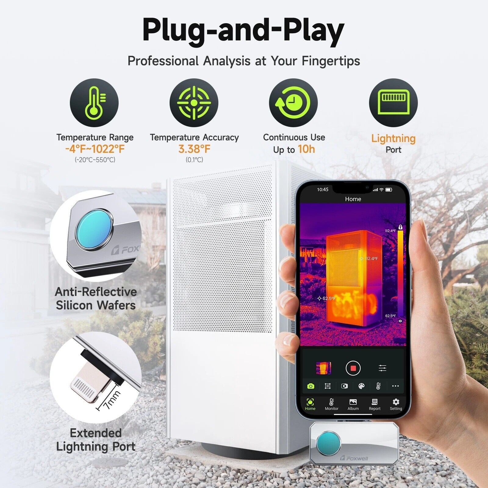 FOXWELL RT100 Thermal Camera 256 x 192 IR High Resolution 25Hz Mobile Thermal Secondary image