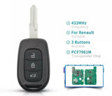 Fits Renault Sandero Dacia VAC102/HU136TE 433Mhz PCF7961M Remote Car Key