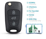 Fits Hyundai 433MHz Complete Transponder Remote Key I30 IX35 TOY40 Blade Flip 3