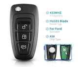 Fits Ford Focus 433MHZ Complete Transponder Remote Key