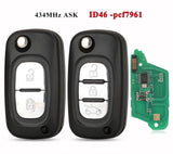 Fits Mercedes 2/3 Buttons 433Mhz ID46 PCF7961 Complete Transponder Remote Key