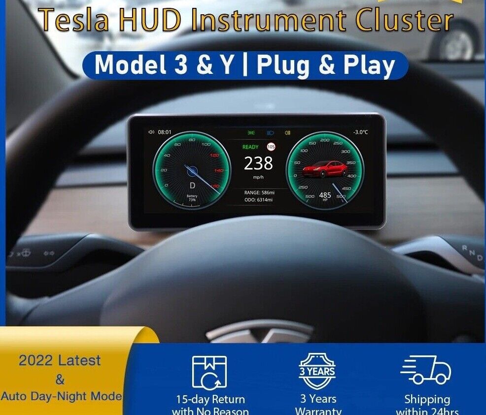 Vjoycar Y3-Pro Digital HUD Perform LCD Screen Center Console Dashboard for Tesla Main image