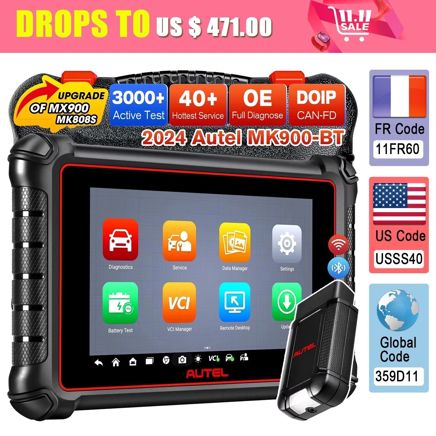 Autel MaxiCOM MK900BT Bidirectional Diagnostic Tool, Active Test, 40+ Service Secondary image