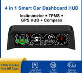 4 in 1 GPS HUD TPMS Tire Monitor Inclinometer Gague Speedometer Compass