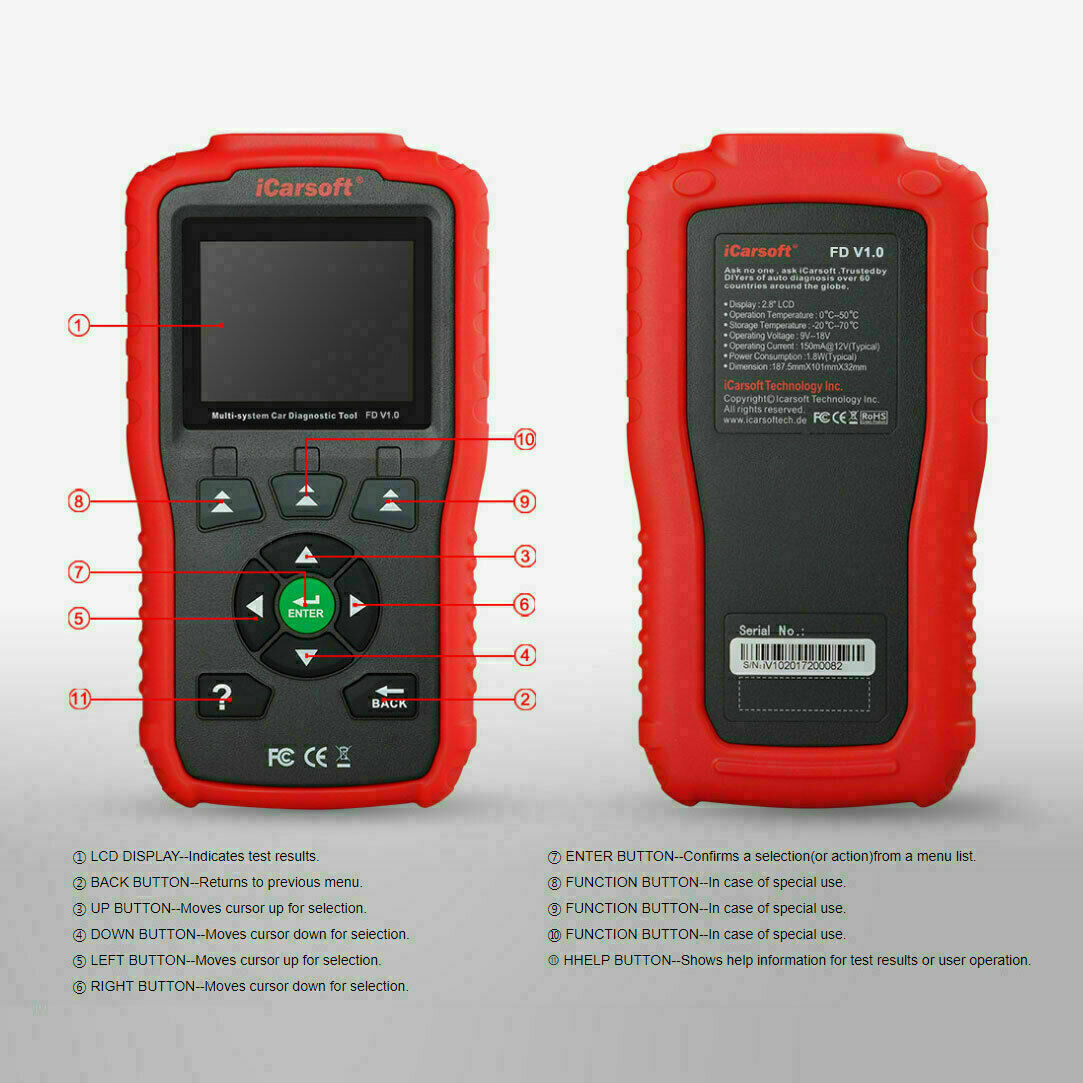 iCarsoft FD V1.0 OBD2 Diagnostic Scanner Tool for Ford Vehicles All Code Reader Secondary image