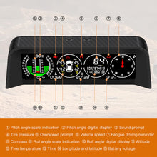Load image into Gallery viewer, 4 in 1 GPS HUD TPMS Tire Monitor Inclinometer Gague Speedometer Compass
