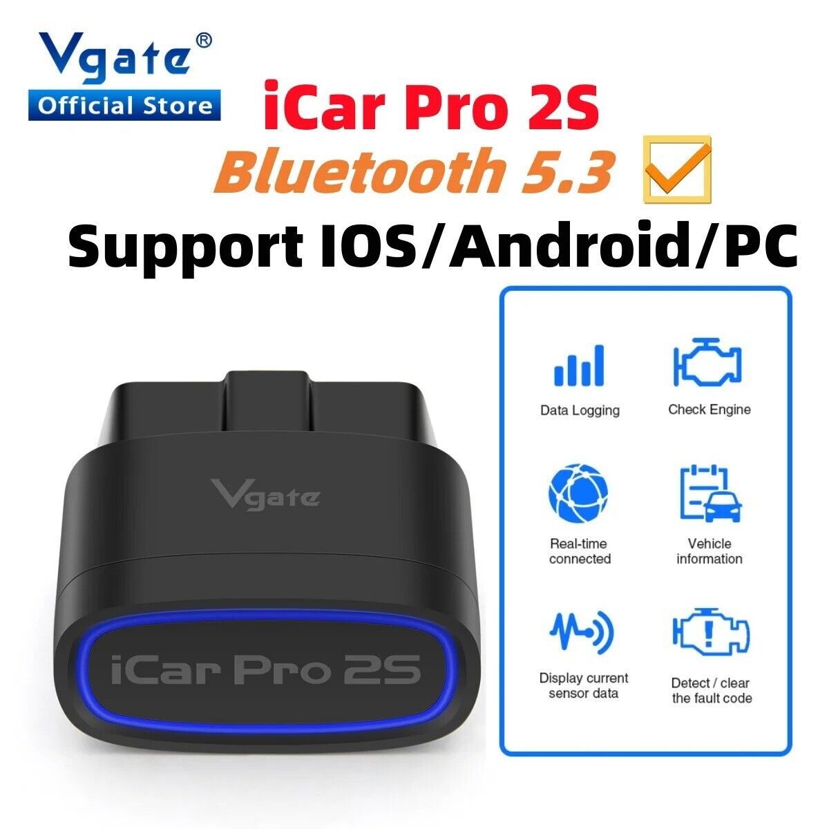 New Vgate iCar Pro 2S ELM327 Bluetooth 5.3 for Android/IOS/PC OBD2 Secondary image