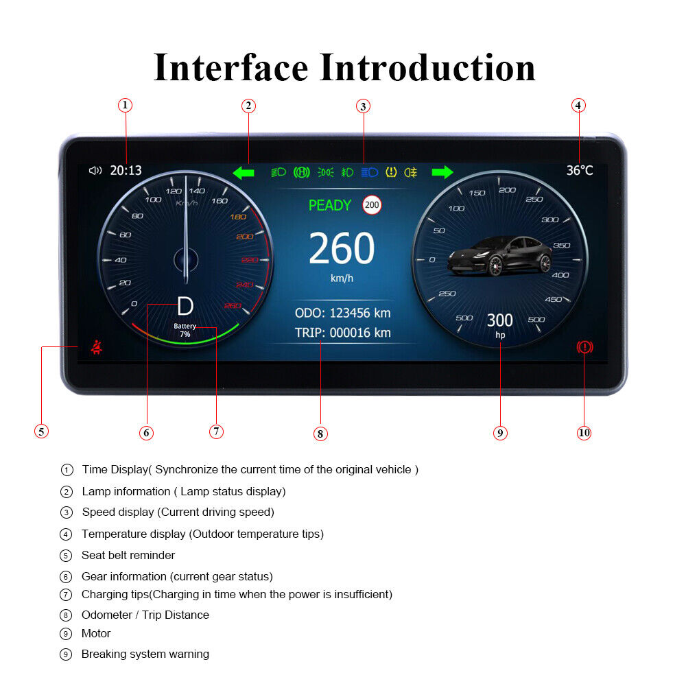 2023 Updated for Tesla Aaccessories Model 3 Y Digital Dashboard Head Up Display