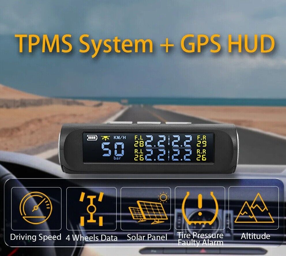Newest 2 in 1 Car HUD GPS Speedometer + TPMS Tyre Pressure Monitoring System Main image