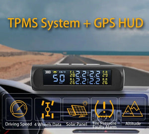 Newest 2 in 1 Car HUD GPS Speedometer + TPMS Tyre Pressure Monitoring System