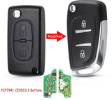 Fits Peugeot 433MHz ID46 PCF7941 CE0523 Complete Transponder Remote Key