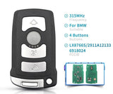 Fits BMW 315Mhz LX8766S, 2911A12133, 6918024 Complete Transponder Remote Key