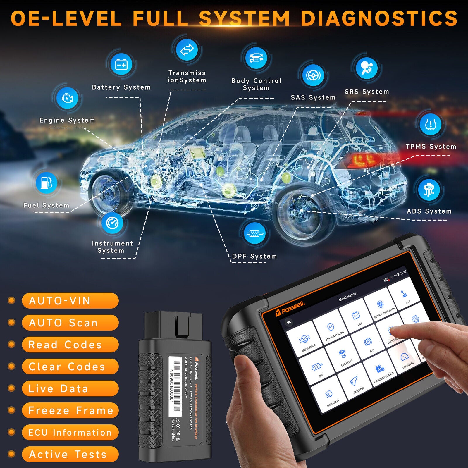 Bluetooth Scanner Active Test All System Diagnosis 30+ Reset Car Diagnostic Too Secondary image