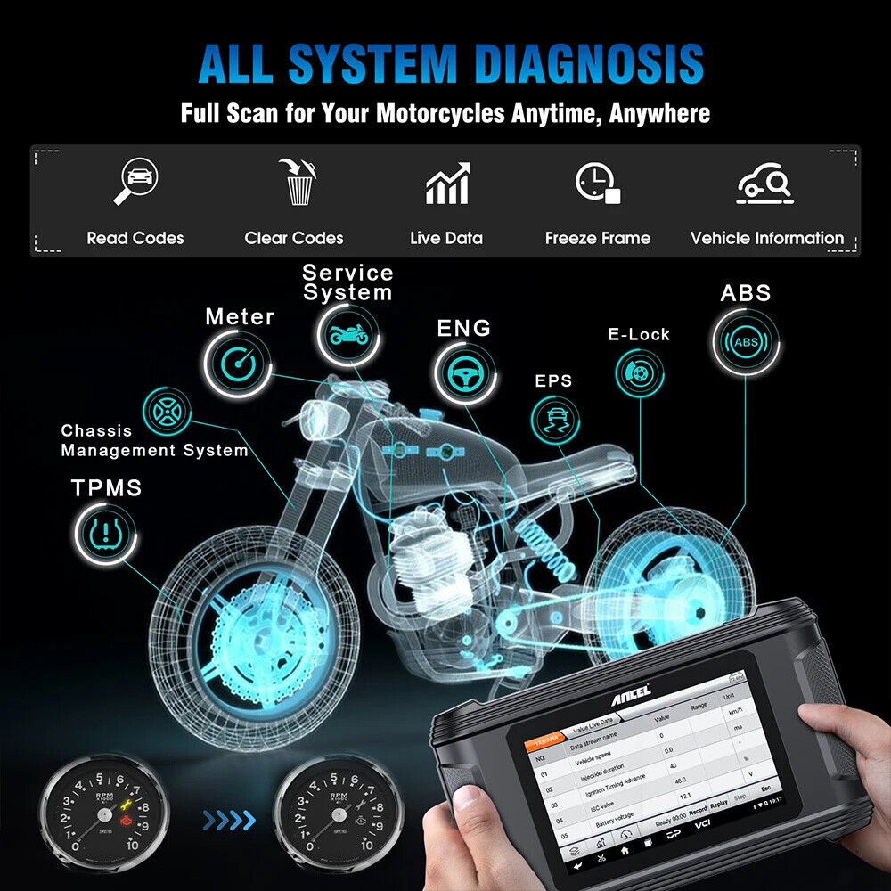 MT510 Motorcycle Scanner for BWM/DUCATI/HARLEY ECU Reset ABS Bleeding Moto Scan Secondary image