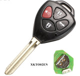 Suitable For Toyota 2/3/4 BTN XKTO02EN XKTO03 Complete Transponder Remote Key