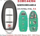 Fits NISSAN Pathfinder 2016-2018 433 MHz FSK 4A Complete Transponder Remote Key