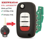 Fits Mercedes 315/433Mhz 2/3/4 Buttons ID46 Complete Transponder Remote Key