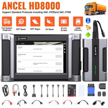 Load image into Gallery viewer, ANCEL HD8000 OBD2 Heavy Duty Truck Diagnostic Tools All System D.PF Regen Oil
