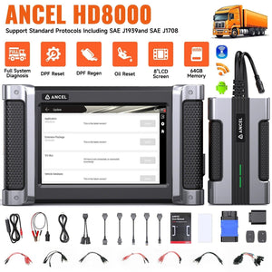 ANCEL HD8000 OBD2 Heavy Duty Truck Diagnostic Tools All System D.PF Regen Oil