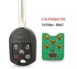 Fits Ford 315Mhz CWTWB1U793 Complete Transponder Remote Key