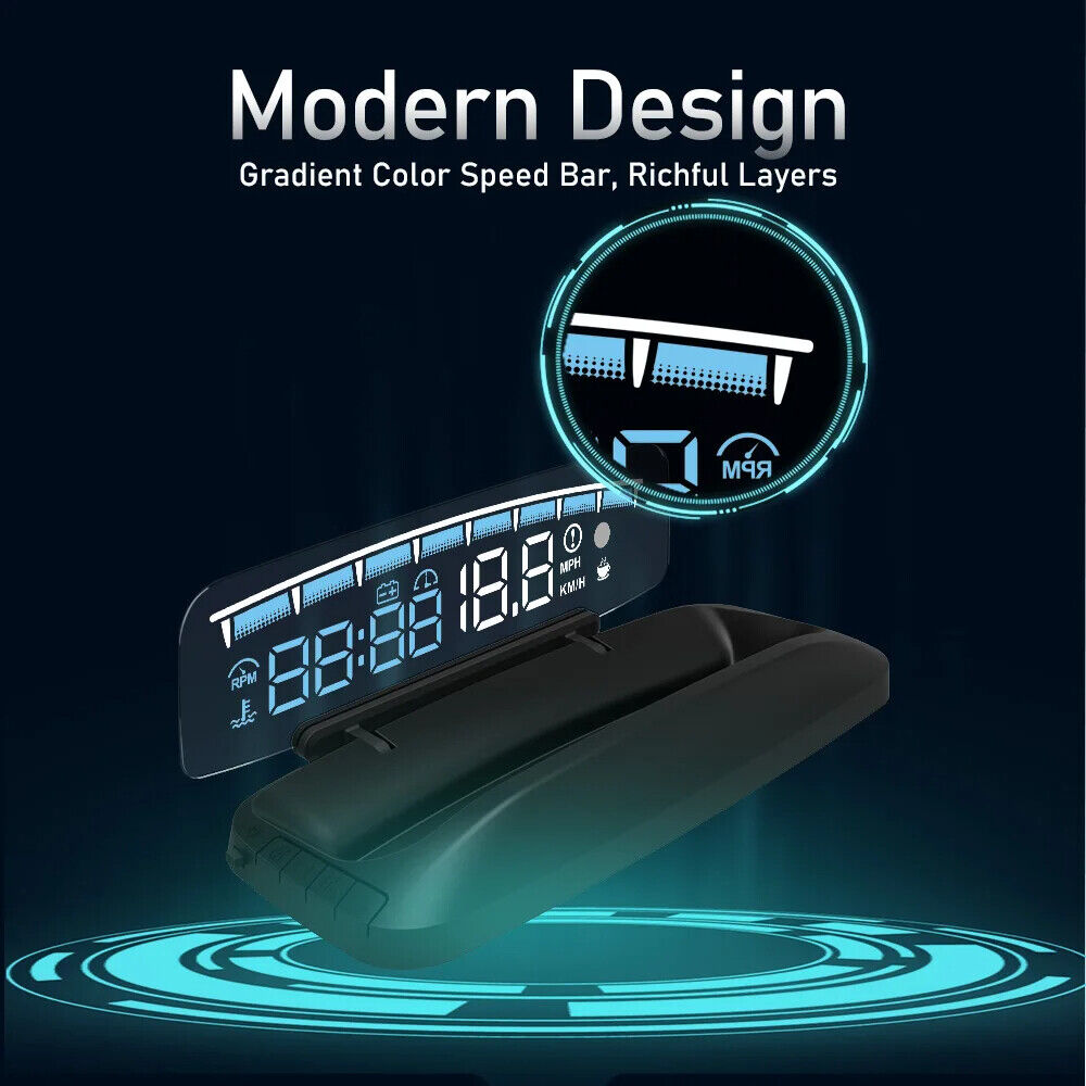 2023 HUD Mirror M41 Plus Head Up Display OBD2 Speed Projector Water Temp.