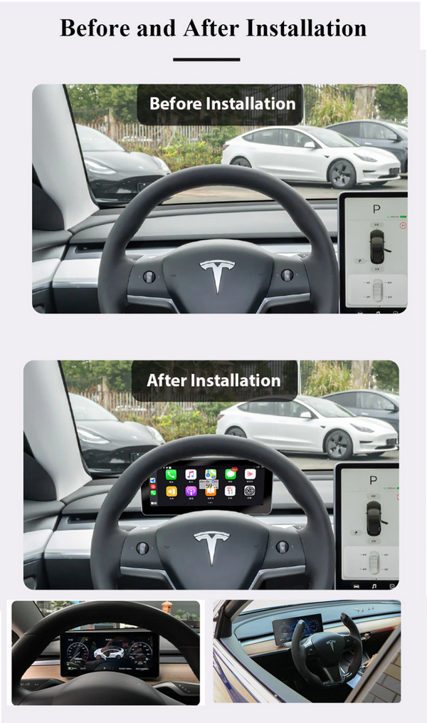 TESLA Model 3 Y HUD Digital Dashboard Head Up Display with Carplay Android Auto