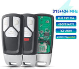 Fits Audi 315/433Mhz 3/4 ButtonsIYZ-AK01 / NBGFS Complete Transponder Remote Key