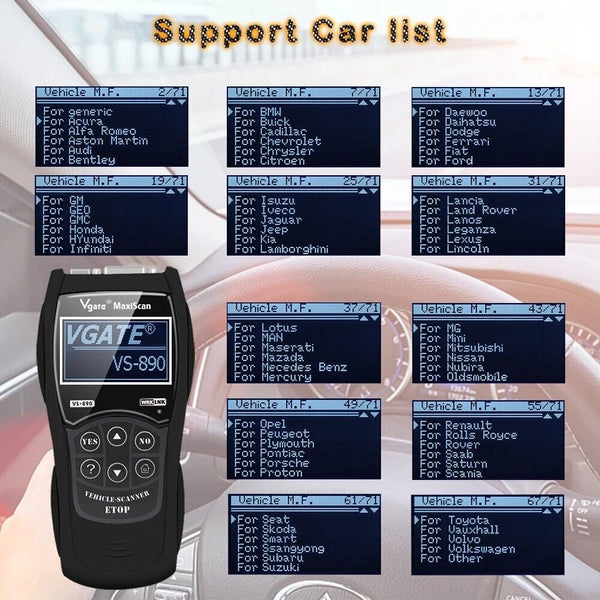 2024 Newest Versions Vgate VS 890 OBD2 Diagnostic Scanner VS890 SCAN Tool