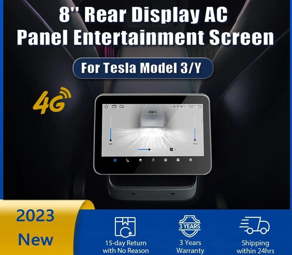 4G 8'' Rear Display IPS Screen for Tesla Model 3 Y Accessories AC Cont ...