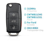 Fits Ford 315mhz CWTWB1U331 CWTWB1U345 Complete Transponder Remote Key