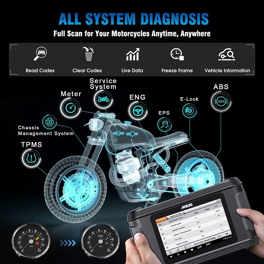 ANCEL MT510 Motorcycles Scanner for BWM/ DUCATI/HARLEY ECU Reset Oil Reset Secondary image