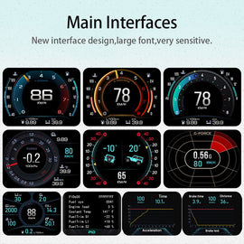 Latest V63 Plus OBD HUD GPS Speed Inclinometer G-meter 4 in 1 HUD Gauge Car