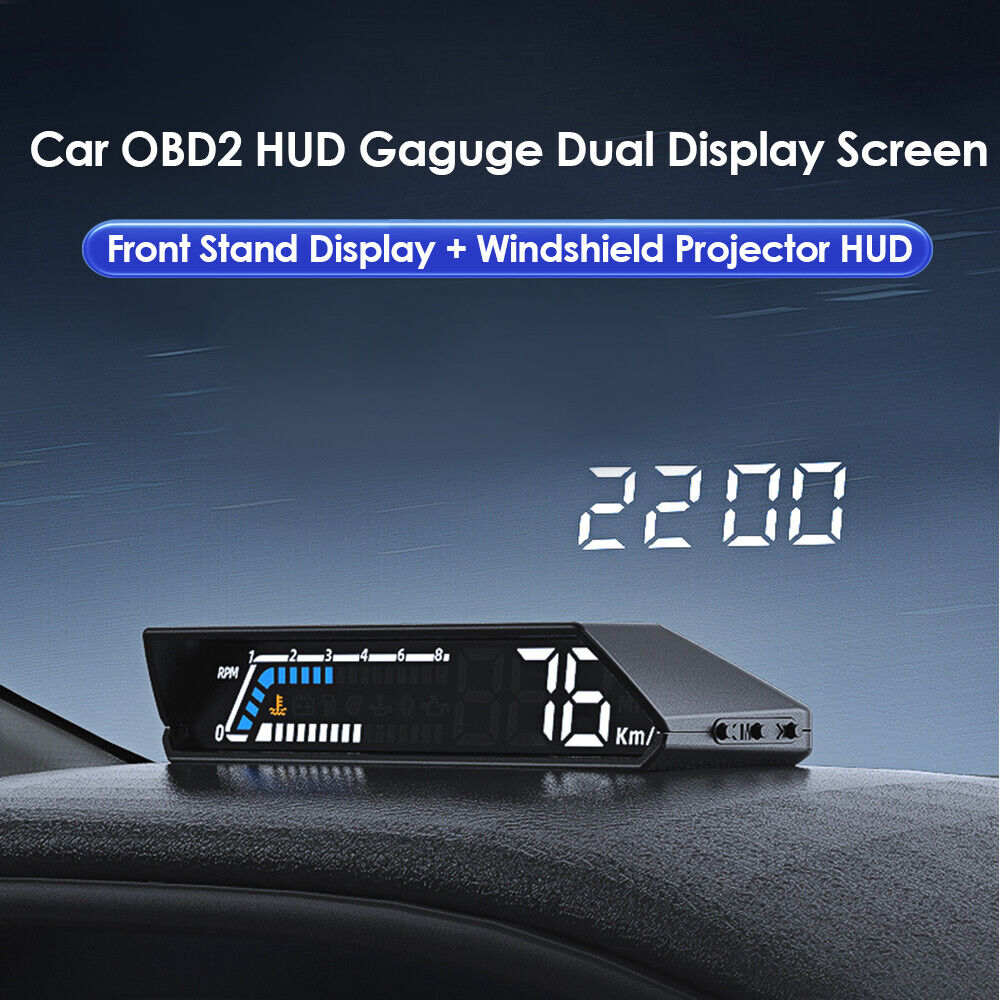 Newest Car OBD2 HUD Stand Plus Windshield Projector Dual Dislay Screen