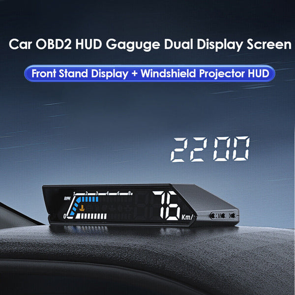 Newest Car OBD2 HUD Stand Plus Windshield Projector Dual Dislay Screen