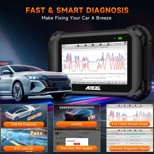 ANCEL V5 BT OBD2 Diagnostic Tool Bi-directional Control ODB OBD2 Scanner CAN FD