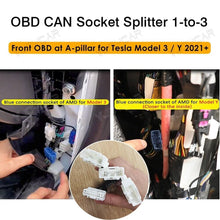 Load image into Gallery viewer, Tesla Customized Front and Rear OBD Splitter 1-to-3 OBD CAN Socket Plug