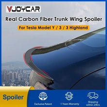 Load image into Gallery viewer, Real Carbon Fiber Trunk Wing Spoiler For Tesla Mode Y Model 3 2017-2024 Real Car