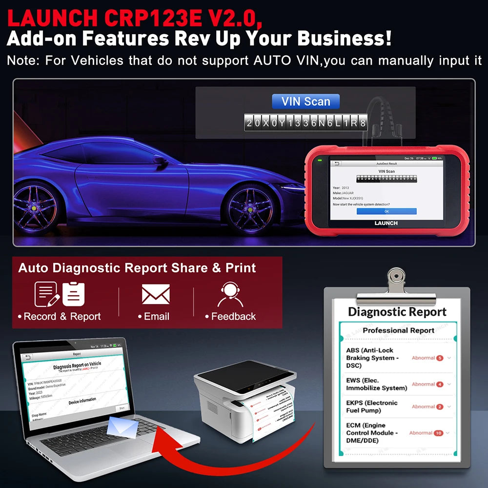 2026 LAUNCH CRP123E V2.0 OBD2 Scanner ECU Coding Bi-Directional DoIP 38+ Reset