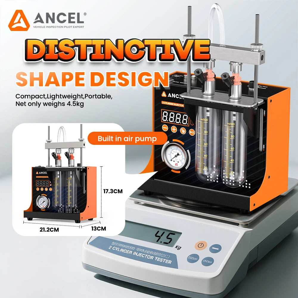ANCEL JC200 Injector Tester 2 Cylinder Fuel Injection Volume Atomization Test