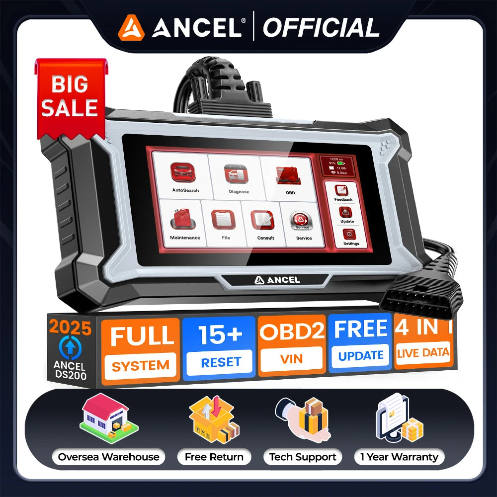 ANCEL DS200 OBD2 Scanner All System Tool ABS TPMS DPF Reset WiFi Code Reader