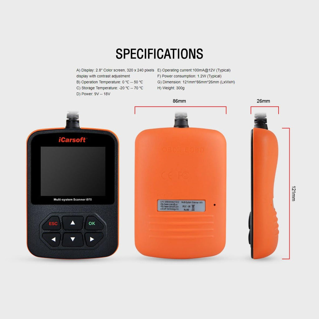 iCarsoft i970 Fits Citroen OBD2 Diagnostic Code Reader Reset Scanner Tool
