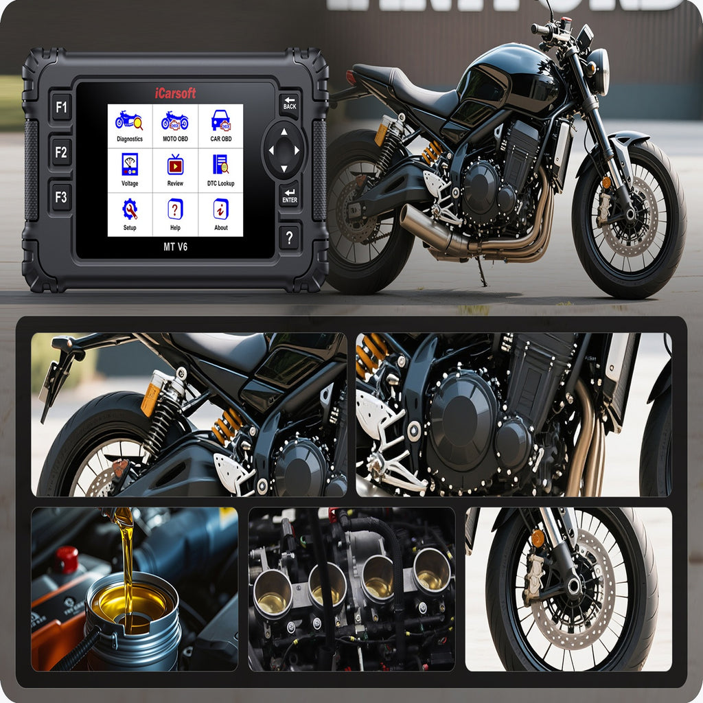 iCarsoft MT V6 Hartford Motorcycle Scooter Diagnostic Scanner ECU Battery Test