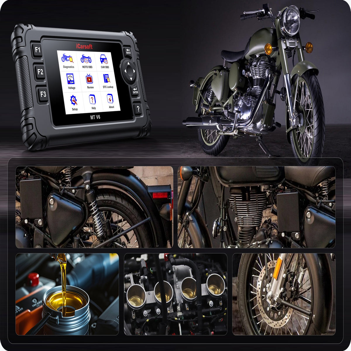 iCarsoft MT V6 Enfield Diagnostic Tool ECU ABS Engine Scan with Real Time Data