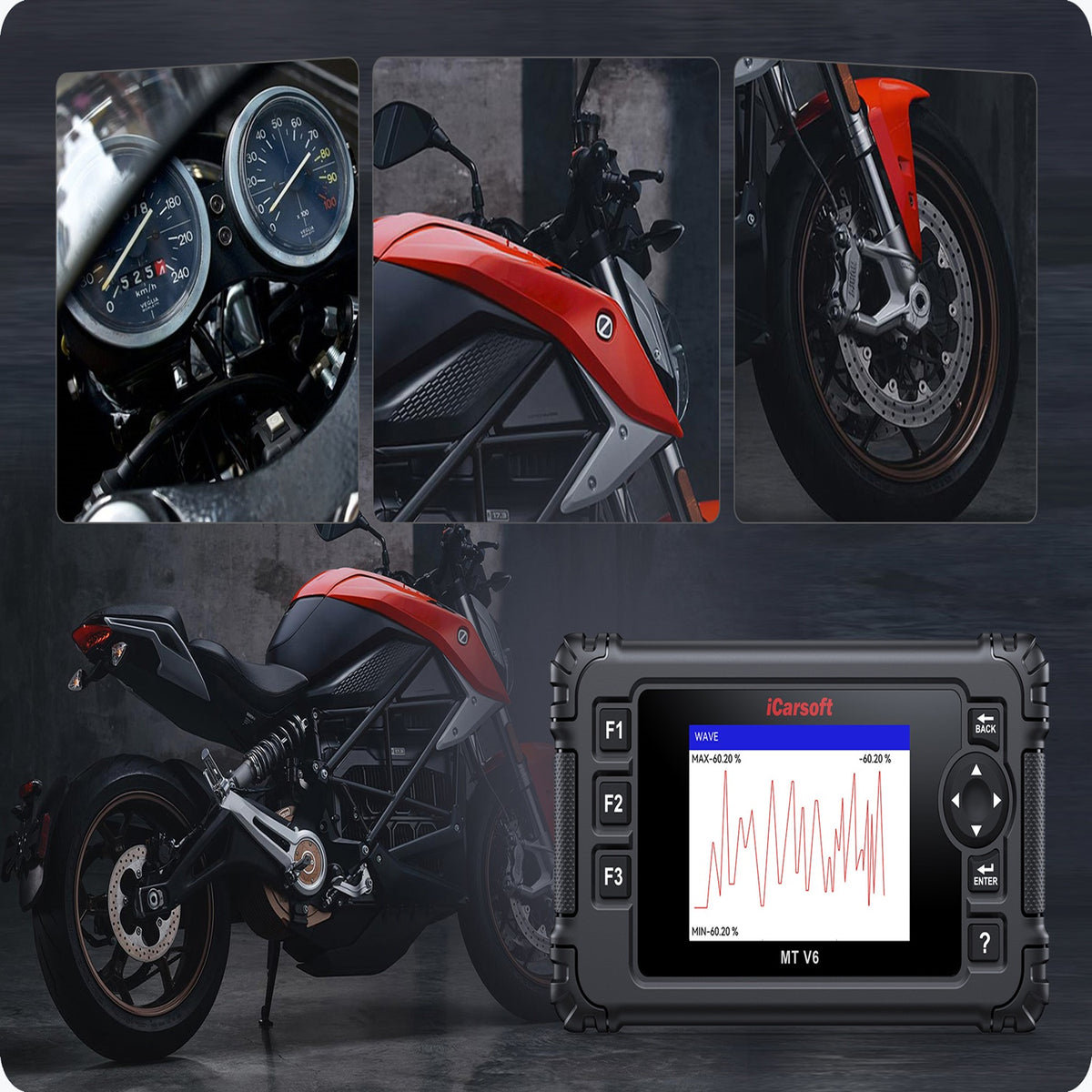 iCarsoft MT V6 Hero Motorcycle Scanner ECU Engine Pressure Voltage Sensor Scaner