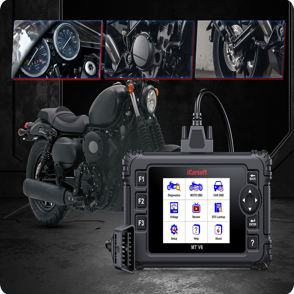 iCarsoft MT V6 SYM Motorcycle ECU ABS Engine O2 EVAP OBD2 Mode 6,8 Emission Scan