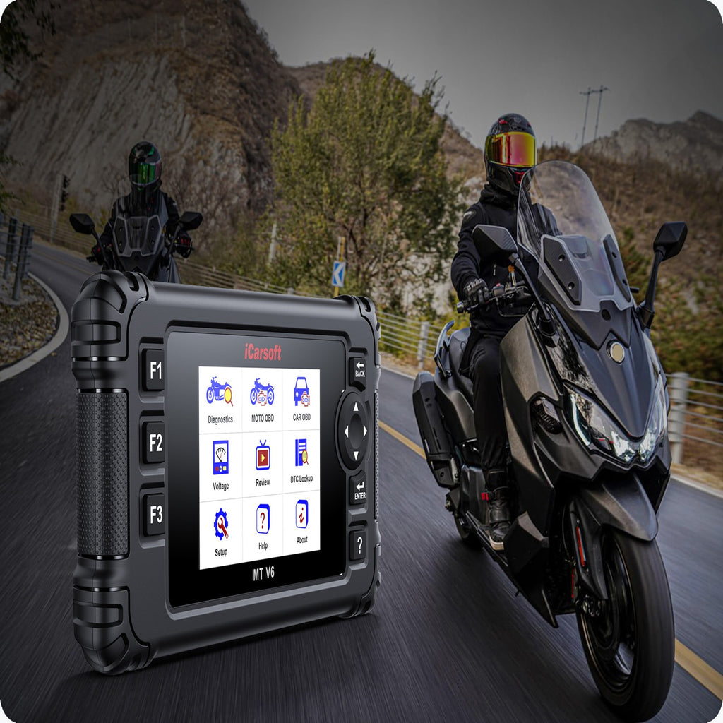 iCarsoft MT V6 SYM Motorcycle ECU ABS Engine O2 EVAP OBD2 Mode 6,8 Emission Scan