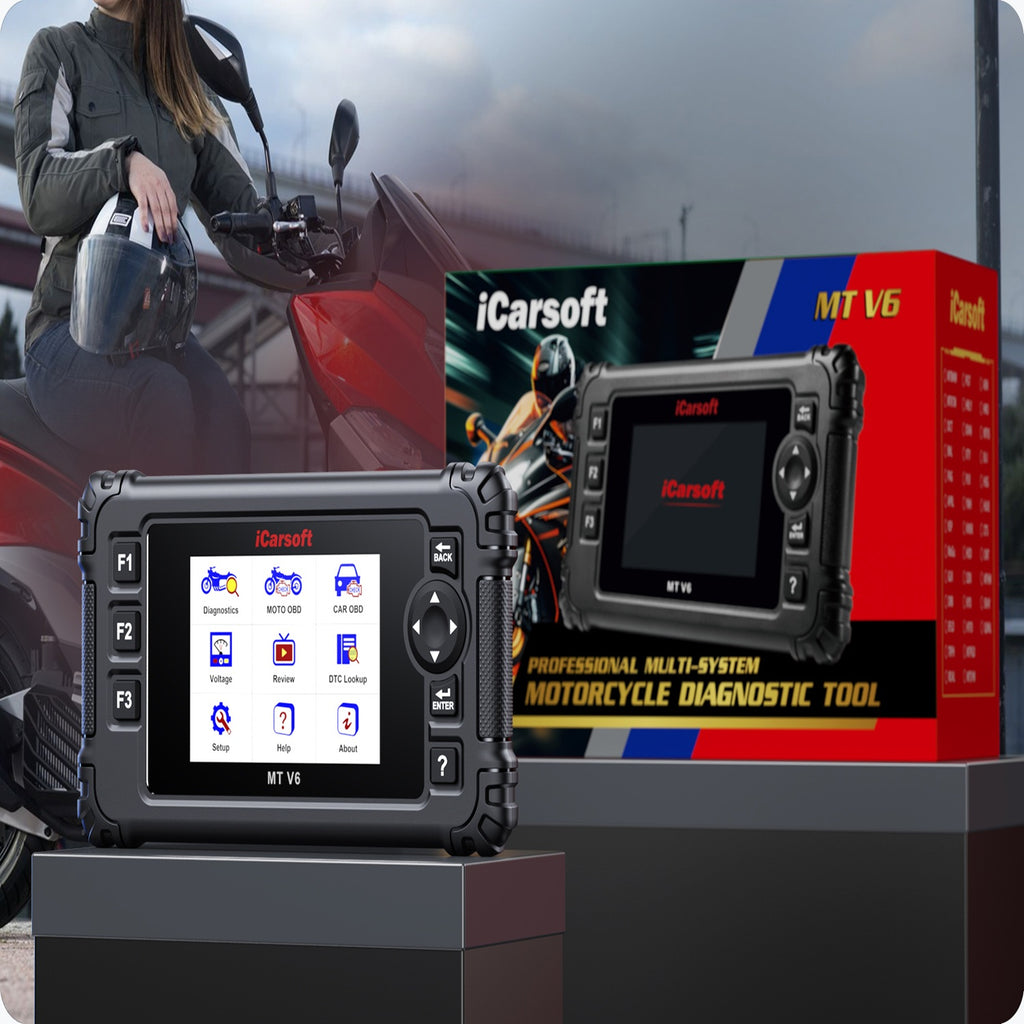 iCarsoft MT V6 SYM Motorcycle ECU ABS Engine O2 EVAP OBD2 Mode 6,8 Emission Scan