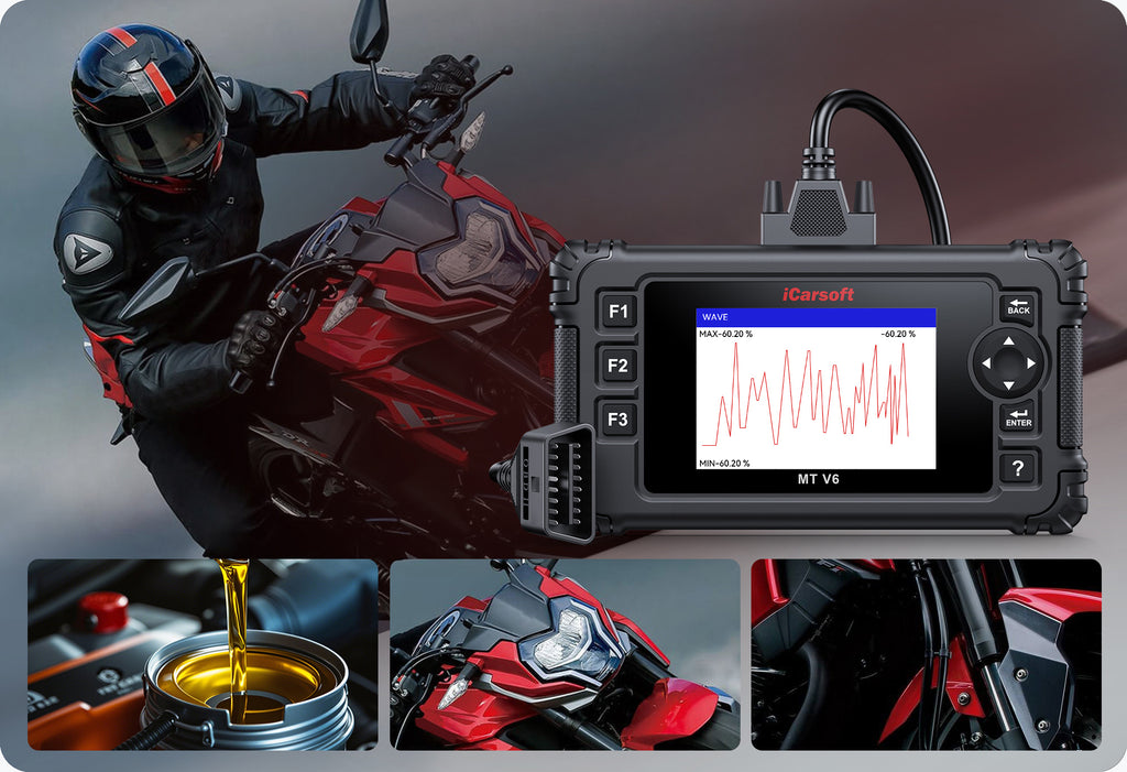 MT V6 HAOJUE Motorcycle OBD2 Diagnostic Tool AutoVIN, DTC Lookup & Resets