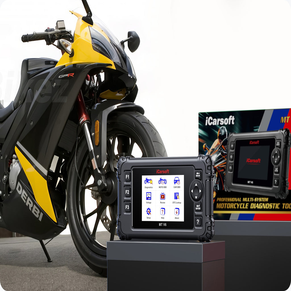 iCarsoft MT V6 for Derbi Full System Reset ABS Bleed Engine Throttle Live Data